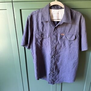ORVIS Classic Collection Short Sleeve Polyester Men's Medium Shirt Blue